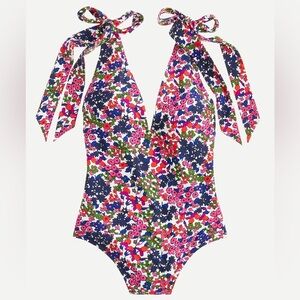 J.Crew Tie-shoulder one-piece swimsuit in watermark floral print